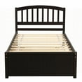 thumbnail image 4 of Twin Size Solid Wood Platform Bed Frame with Trundle No Box Spring for Bedroom (Espresso), 4 of 10