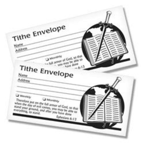 Kingdom Church Tithing Envelopes with Sword and Bible | Hygienic, Convenient, and Inspirational - Pack of 100