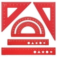 thumbnail image 1 of Unique Bargains Ensemble de Règle Triangulaire Carrée et Règle, 5 Pcs (Rouge, 15cm/6 Pouces), 1 of 6