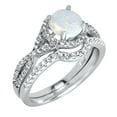 thumbnail image 5 of LaRaso & Co His Hers Wedding Rings Sterling Silver Opal CZ Engagement TRIO Set Him Her 10/10, 5 of 6