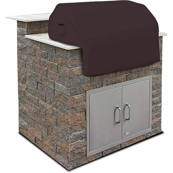 Covers & all Built-in Outdoor Grill Cover, Durable 12 Oz Waterproof Cover Max Material with Air Pocket & Elastic for Snug Fit (32" W x 26" D x 24" H inches, Coffee)