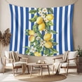 thumbnail image 2 of Blue Stripes Lemon Tapestry for Bedroom Wall Hanging Tapestry, Spring Fruit Flowers Leaves Line Ceiling Backdrop Tapestries Poster Blanket Wall Decor for Teens Room Living Room Dorm 59" x 79", 2 of 8