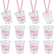 Bridal Bliss Shot Glass Necklace Set - 12 Clear Cups for Bachelorette Parties, Team Bride Celebrations, and Engagement Events with Colorful Plastic Beads