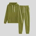 thumbnail image 2 of Inleife Women's Casual Sweatsuits Army Green Hooded Drawstring Loose Long Sleeve Sweatshirt Tops And Long Pants Set Suits, 2 of 5