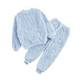 thumbnail image 4 of TiaoBug Kids Girls Boys Winter Thicken Warm Flannel Thermal Underwear Set Blue 5-6, 4 of 7