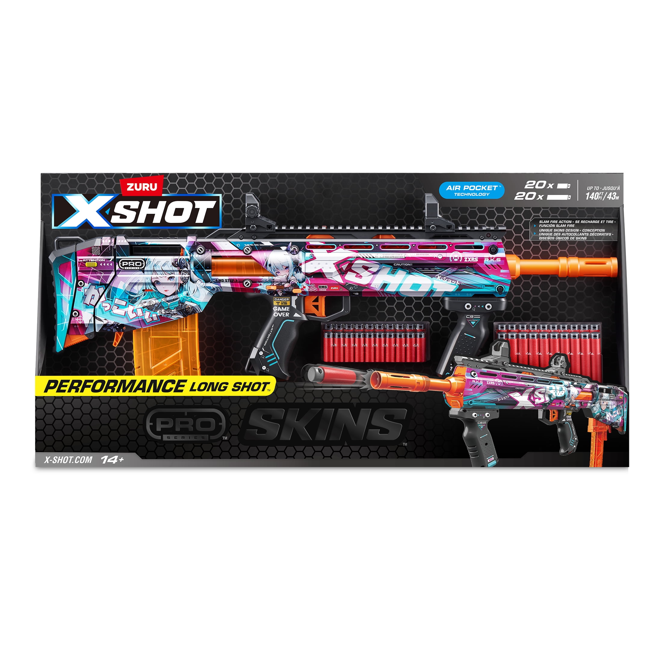 XSHOT SKINS Pro Series 1 Anime Long Shot (40 Darts) Outdoor Blaster by ZURU for Ages 14+