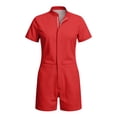 thumbnail image 4 of Rhoudy Pants For Men Straight Leg Jumpsuit Short Sleeve Stand Collar Romper Piece Shorts Summer Outfit Handsomen Men Bottoms L Red, 4 of 4