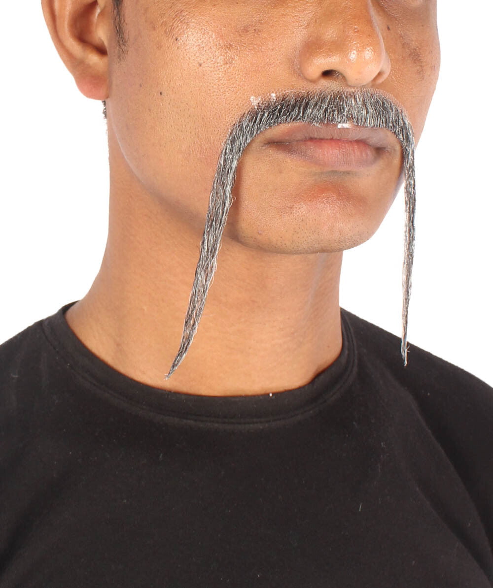 HPO Adult Men's Fu Manchu Fake Human Hair Mustache 