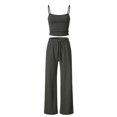 thumbnail image 5 of Women's Ribbed Tank Top and Oversized Wide Leg Pants Set, Soft Casual Loungewear Two Piece Outfit with Drawstring Waist, Relaxed Lazy Style Home Wear Suit for Daily Lounge and Casual Wear Dark Gray, 5 of 7