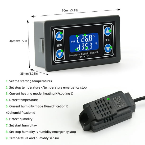Kkmoon Digital Temperature Humidity Controller Temperature Humidity Meter Intelligent Thermostat Humidistat Thermometer Hygrometer For Freezer Fridge