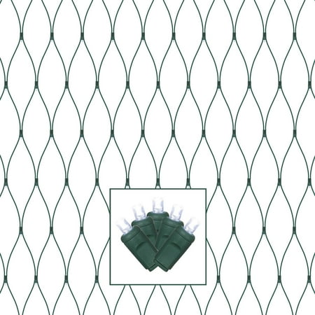 Vickerman 150 Cool White Wide Angle LED Christmas Net Light Set, Green Wire