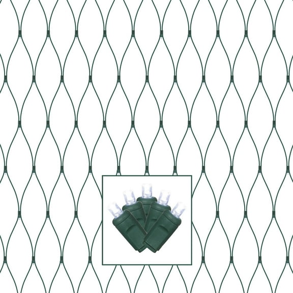 Vickerman 150 Cool White Wide Angle LED Christmas Net Light Set, Green Wire