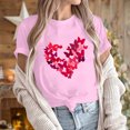 thumbnail image 5 of GaThRRgYP Women Blouses Summer Short Sleeve Tops,Dressy Blouses for Women,Women's Casual Round Neck Short-sleeved Christmas Tree Printed T-shirt Top Pink S, 5 of 6
