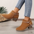 thumbnail image 6 of Taqqpue Women's Boots, Women's Fashionable And Casual Versatile Cool Solid Color Heel Rhinestone Eye-Catching Fall And Winter Style Comfortable Low Heel Thick Heel Short Boots for Women, 6 of 7
