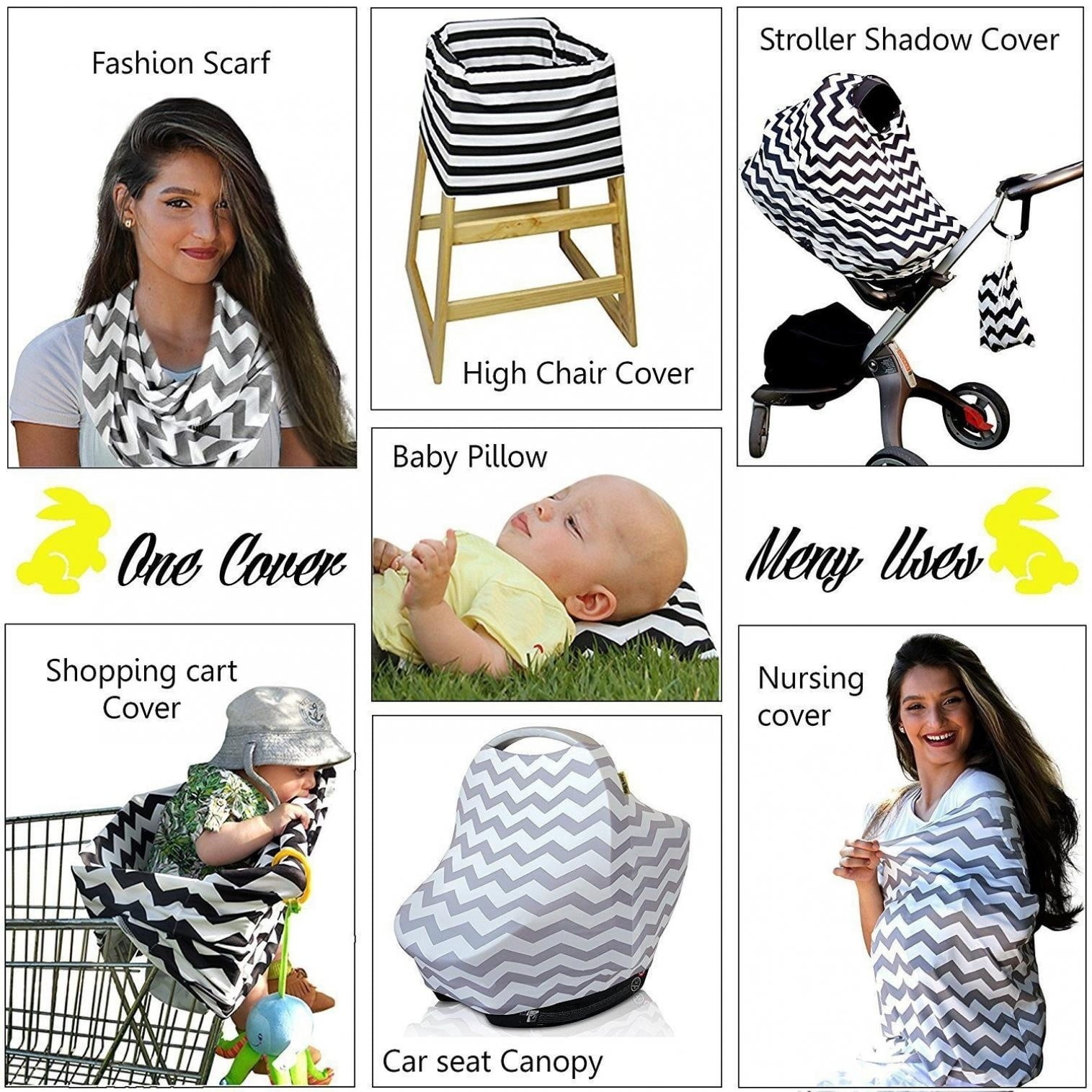 2in1 Nursing Scarf Cover Up Apron Baby Breastfeeding Car Seat Cover Canopy 