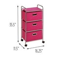 thumbnail image 3 of Honey Can Do Plastic Rolling Cart with 3 Fabric Drawers, Pink, 3 of 3