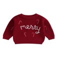 thumbnail image 1 of Candy Cane Embroidery Long Sleeve Sweaters for Baby Christmas, 1 of 9