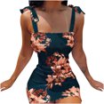 thumbnail image 2 of HKEJIAOI Robes Décontractées en Solde Robe Florale pour Femmes Mode Été Imprimé Laçage Bretelles Sans Manches Élastique Plis Taille Robe Verte, 2 of 8