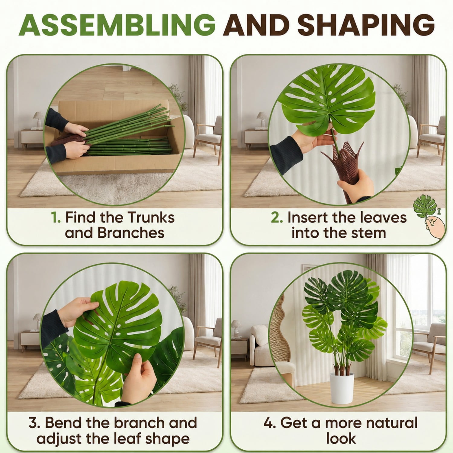 BEAUTYPEAK 5.3FT Artificial Plant Fake Indoor Monstera Plant Decorative Outdoor Greenery in White Pot