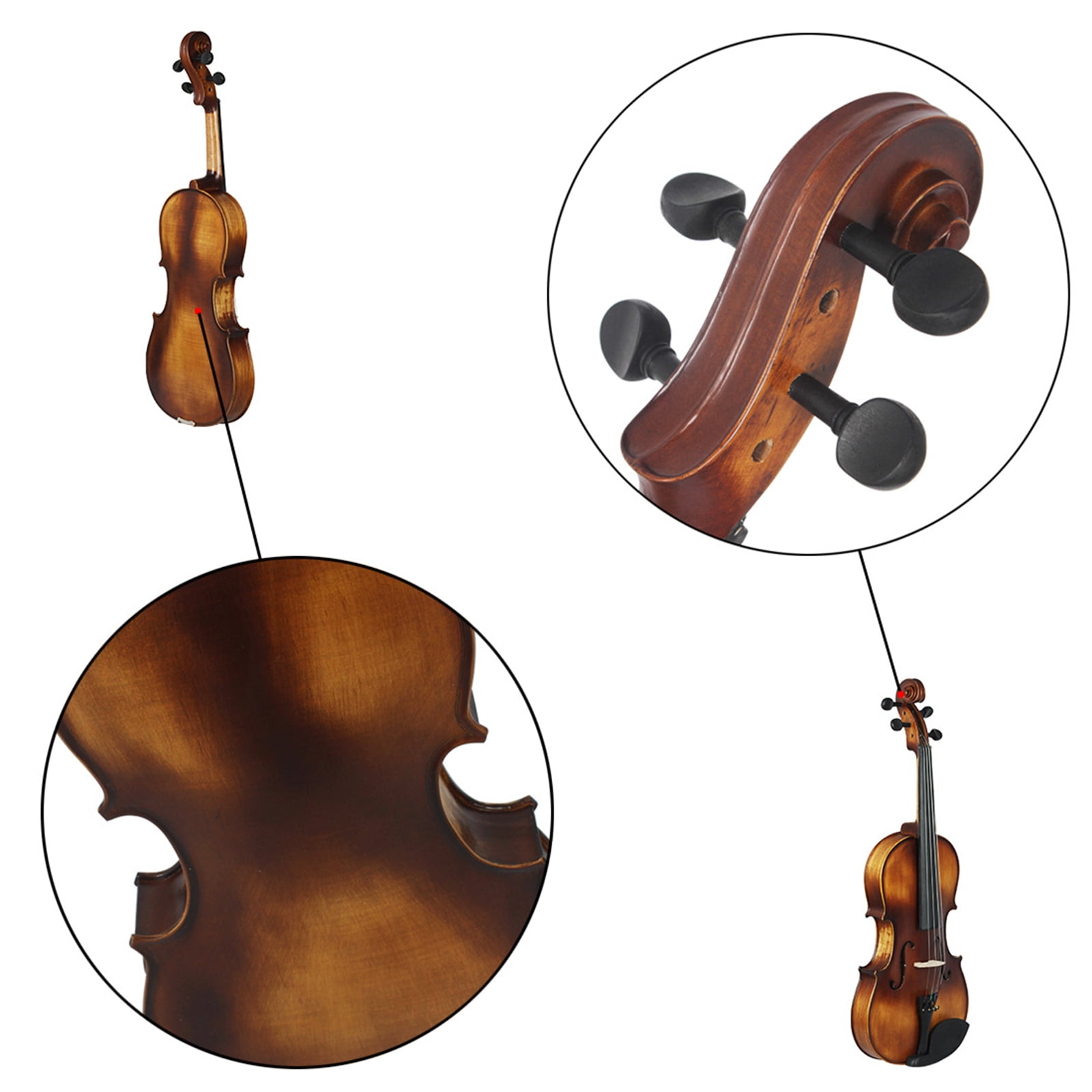 COOLHOOD 4/4 Acoustic Viola with Bows Solid Wood Panel Natural Viola Stringed Musical Instrument Vintage Matte Viola Enduring