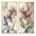 thumbnail image 2 of Designart "Vintage Retro Peony Blossoming Beauty I" Floral Peony Framed Wall Art Set Of 2 - Modern Brown Framed Wall Art Set Of 2, 2 of 6