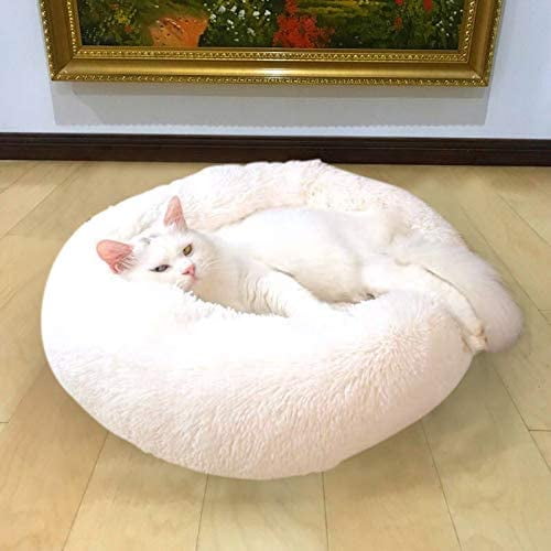 Cama para gatos Cama para perros Nido redondo para cama para mascotas Oval Cat Belacket Nid Cama blanca Diámetro 50 cm