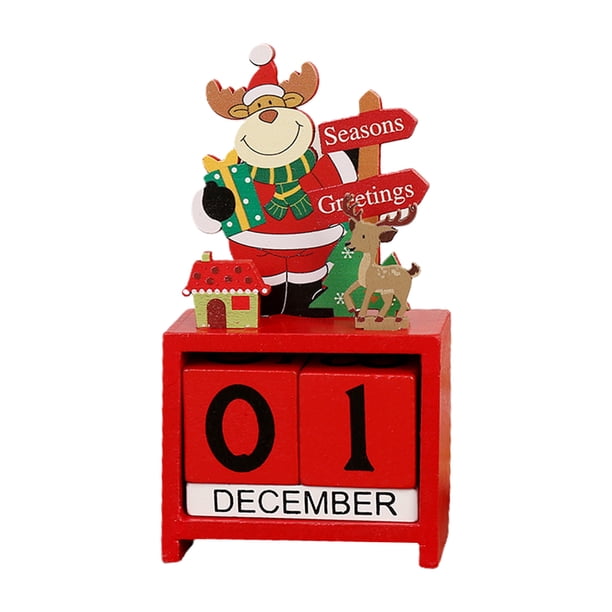 Calendario creativo de madera con decoraciones navideñas
