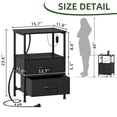 thumbnail image 4 of Eunos 2 Drawer Black Small Nightstand with Charging Station, LED and Open Shelf for Bedroom, 4 of 9