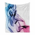 thumbnail image 1 of Abstract Soft Flannel Fleece Throw Blanket, Surreal Artwork Colorful Smoke Flow Swirl Contemporary Print, Cozy Plush for Indoor and Outdoor Use, 50" x 70", Fuchsia Blue, by Ambesonne, 1 of 6