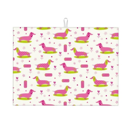

Large Dish Drying Mats for Kitchen Counter - Dachshund Dog Puppy No.1013 18x24In Anti-Slip Absorbent Microfiber Drying Mat for Kitchen Counter Mat Dish Rack Mat with Hanging Loop