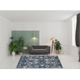 thumbnail image 2 of 8' X 10' Navy Blue Floral Power Loom Distressed Area Rug, 2 of 4