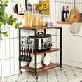 thumbnail image 2 of Giantex Bakers Rack 3-Layer Microwave Stand, Kitchen Rolling Cart with 4 Universal Wheels and 10 Removable Hooks, Coffee Cart Shelf Organizer for Kitchen, Living Room, Entryway, Vintage, 2 of 8