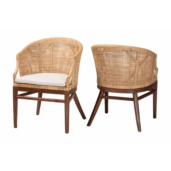 bali & pari Lumajang Light Honey Rattan and Wood 2-Piece Dining Chair Set