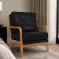 thumbnail image 2 of Classic Wooden Lounge Chair with Comfortable Foam Cushion - Black Fabric, 2 of 10