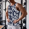 thumbnail image 5 of Gukieu White Leaves Print Men's Quick Dry Fitness Vest, Round Neck Sleeveless Fitness Bodybuilding Top-Small, 5 of 7