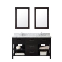 60 in. Double Sinks Vanity With Carrara White Marble Top In Espresso