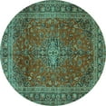 thumbnail image 1 of Ahgly Company Indoor Round Medallion Turquoise Blue Traditional Area Rugs, 3' Round, 1 of 4