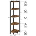 thumbnail image 2 of Corner Shelf Stand, Corner Bookshelf, Storage Standing Shelf Unit with Metal Frame, Plant Stand, Corner Bookcase for Living Room, Home Office, Bedroom, 5-Tier Rustic Brown, 2 of 16