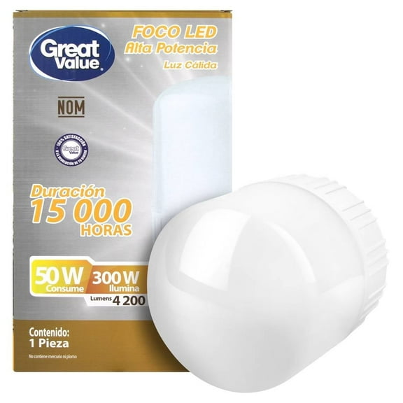 Foco LED Great Value Alta Potencia Luz Cálida 50 W