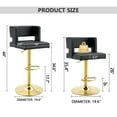thumbnail image 6 of Sweiko Swivel PU Leather Bar Stools, 2pcs Adjustable Bar Chairs, Modern Upholstered Kitchen Counter Height Barstools, Gold Metal Leg Bar Stools with Backres, Black, 6 of 8