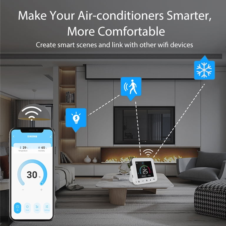 Thermostat Tuya WiFi Smart LCD Color Screen Touch -10℃-60℃ Remote  Temperature and Humidity Control Infrared Air Conditioner Thermostat -  Walmart.com