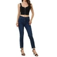 thumbnail image 2 of INSPIRE CHIC Women's Sleeveless Spaghetti Strap Zip Up Cami Tank Crop Top, 2 of 5