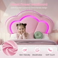 thumbnail image 3 of Twin Size Bed Frame with Storage Drawer and Led Lights, Twin Princess Bed with Adjustable Flower Headboard, Velvet Upholstered Platform Bed Frame, Pink Girls Bed for Bedroom, 3 of 9
