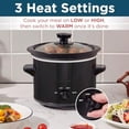 thumbnail image 2 of Electric Round Slow Cooker Adjustable Temp Entrees Sauces Stews and Dips Dishwasher Safe Glass Lid and Crock 2 Quart Black, 2 of 6