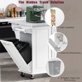 thumbnail image 4 of 50.7" Kitchen Island with Tilt Trash Can Cabinet and Pull Out Cabinet Organizer, Rolling Kitchen Island on 5 Wheels with Drop Leaf, 2 Drawers, 1 Door, Towel Rack for Kitchen, Dining Room, White, 4 of 10
