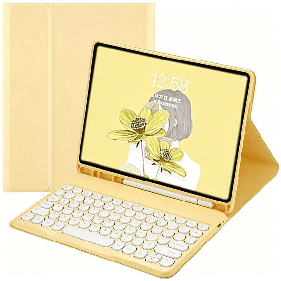 GJX Keyboard Case for iPad Air 5 2022 / Air 4 2020 Round Key Color Keyboard Wireless Detachable BT Keyboard Cover with Pencil Holder for iPad Air 5th 4th Generation 10.9 inch