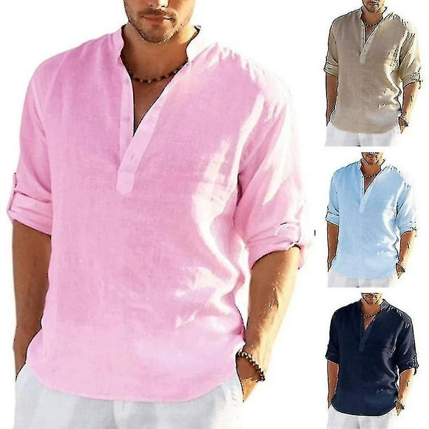 Men's Long Sleeved Linen Shirt, Cotton And Linen Casual Shirt, S-5xl Top,  Brand New Free Shipping
