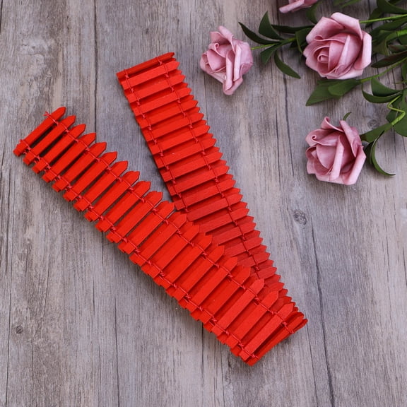OULII Flexible Red Wood Picket Fence, Great for Fairy Gardens and Holiday Decor