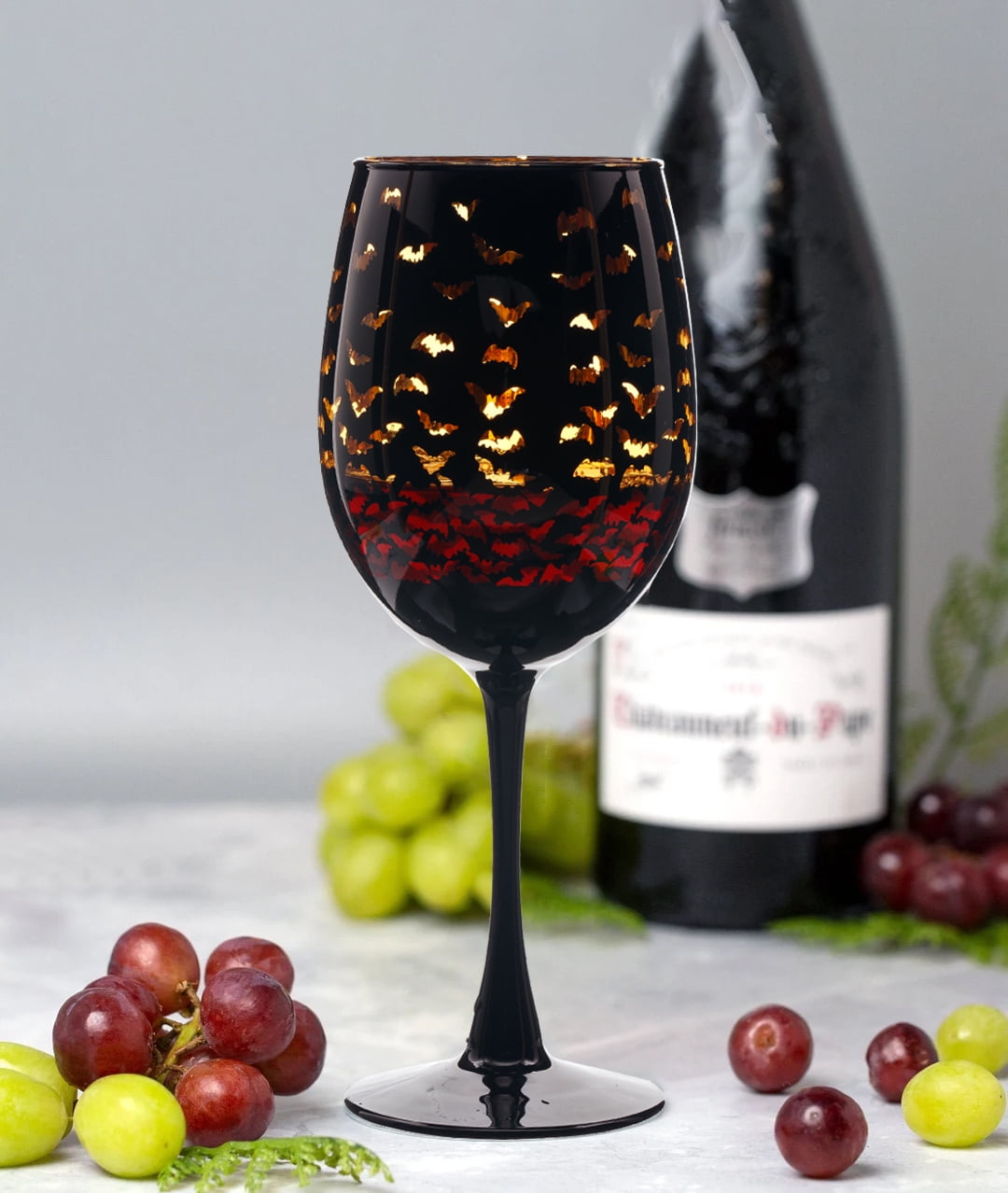 Way to Celebrate Halloween Two Tone Wine Glass Bats