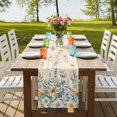 thumbnail image 4 of Floral Eucalyptus Leaves 70 Inch Table Runner, Daisy Summer Botanical Vintage Farmhouse Dresser Scarf Cotton & Linen Tablerunner for Dining/Kitchen Island/Holiday Party Décor 13" x 70", 4 of 9